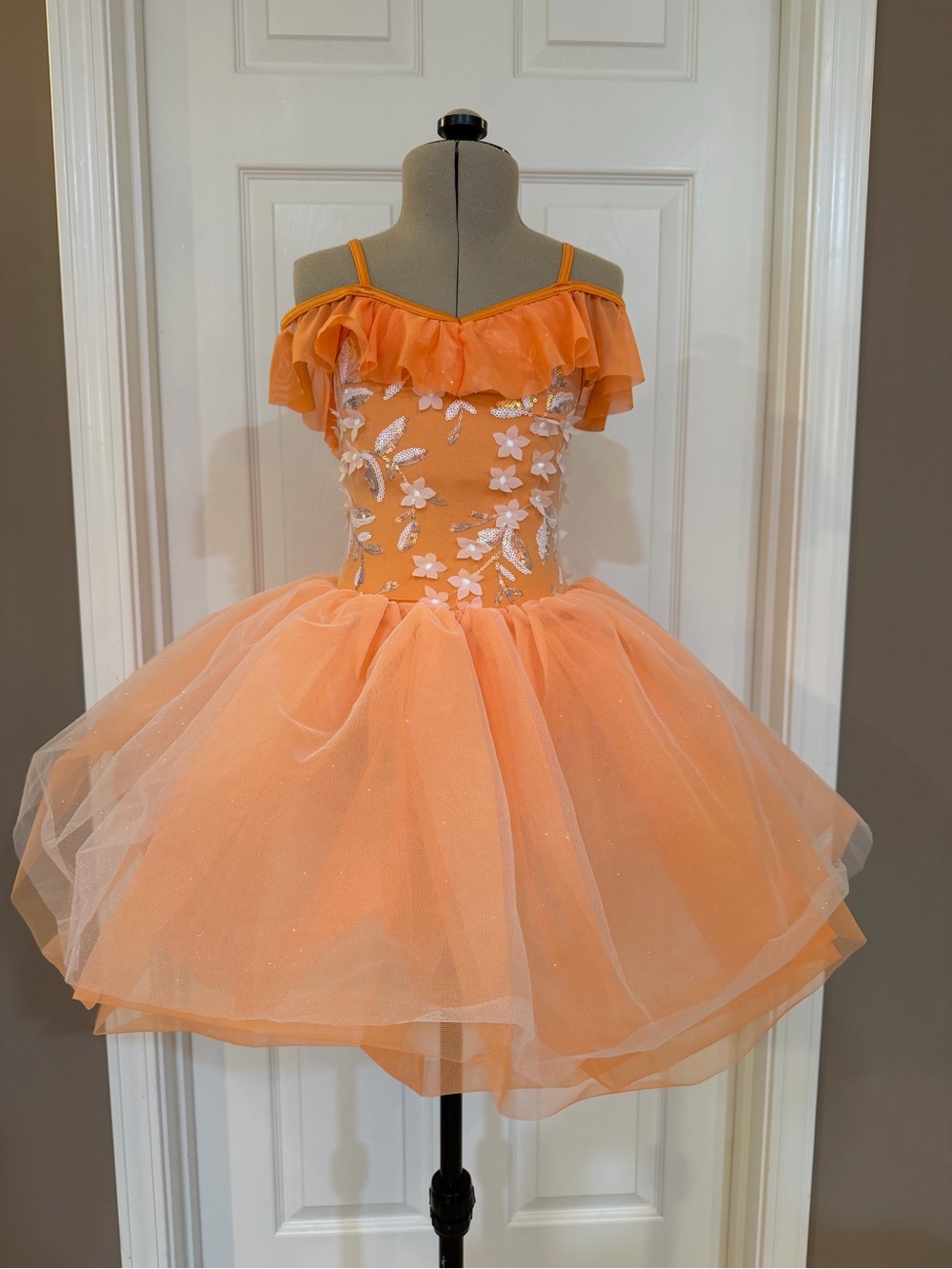 Weissman Small Child Girls Orange Tulle Floral Ballet Costume Dress